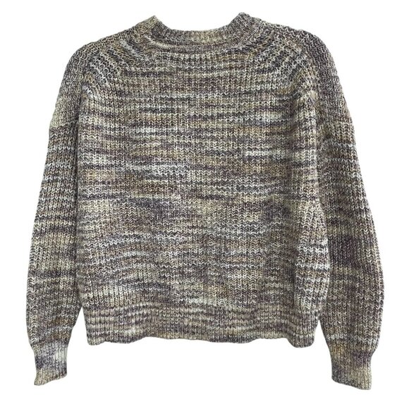 Michael Stars Cotton Blend Marled Knit Pullover Hi-Lo Boxy Crew Sweater Womens M - Picture 3 of 12